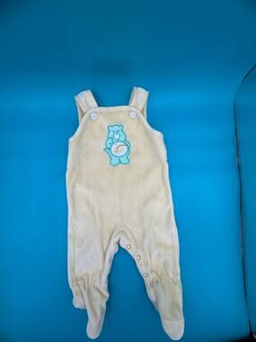 Vintage 1980s Carter's Care Bears Wish Bear Velour Overalls Footed Sleeper 3-6M